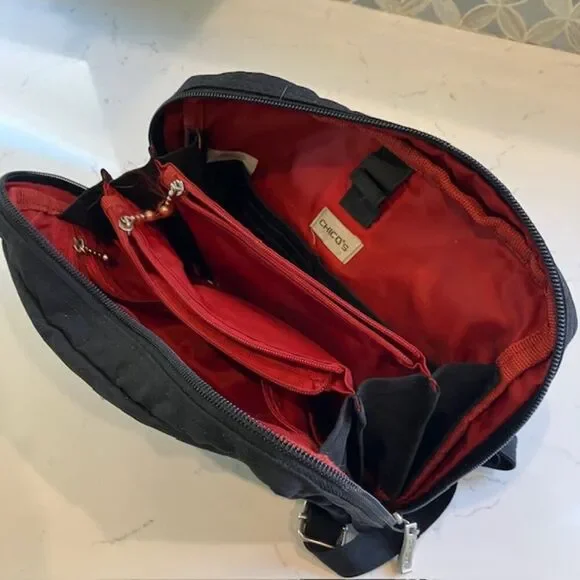 Chicos Baggillini Crossbody Bag Purse BLACK Nylon Travel Zip Pockets Card Slots - Picture 7 of 11